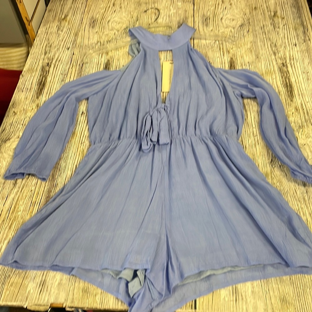 Nwt Dance & Marvel Romper Cold Shoulder High Neck light purple Shorts Size M